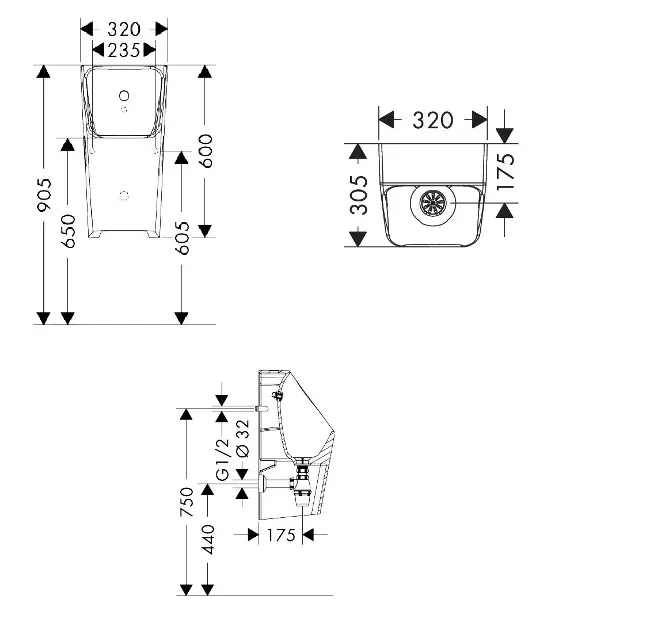 Hansgrohe - EluPura Original Q - Piszoár - 61183450 – 2. kép