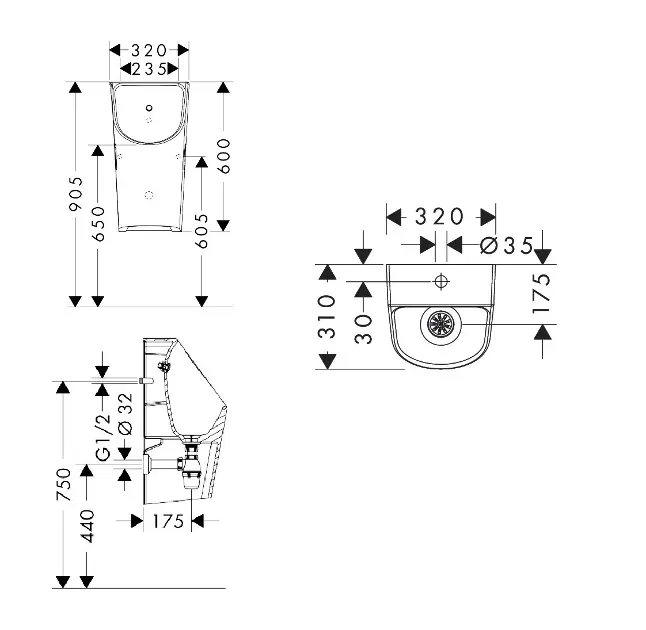 Hansgrohe - EluPura Original S - Piszoár - 61175450 – 2. kép