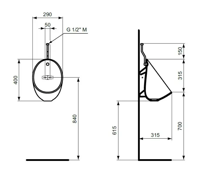 Ideal Standard - Eurovit - Piszoár - E253401 – 2. kép