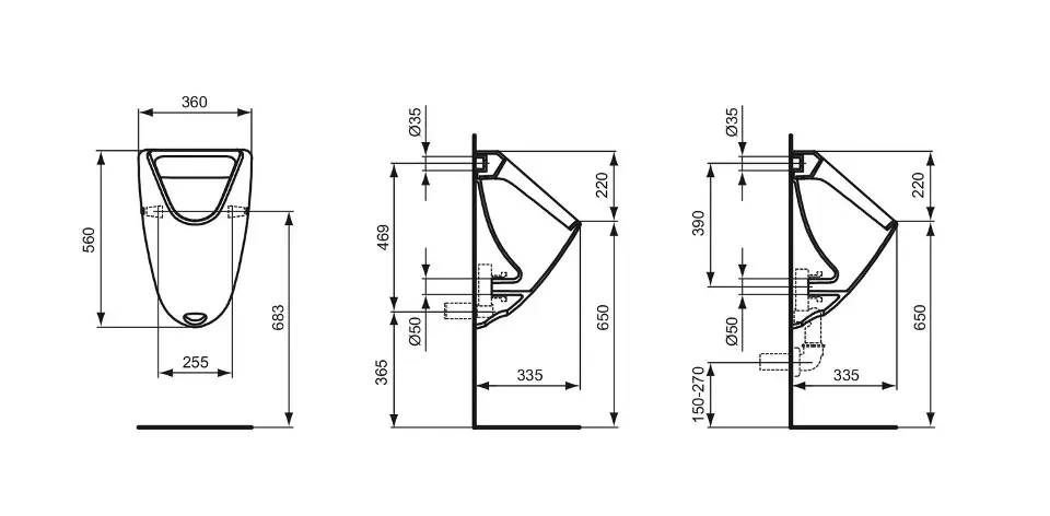 Ideal Standard - Eurovit - Piszoár - K553801 – 2. kép
