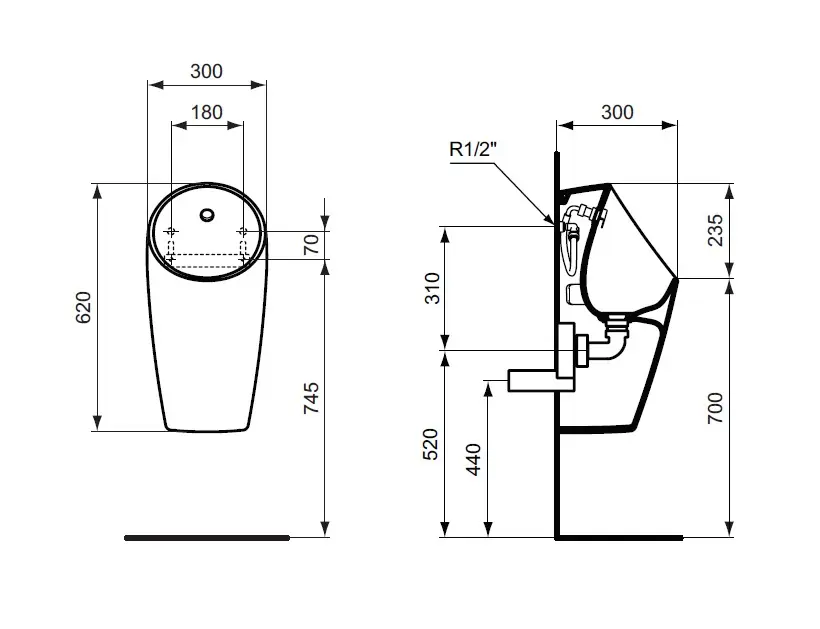 Ideal Standard - Sphero - Piszoár - E183201 – 2. kép