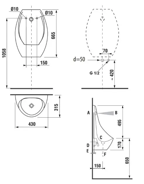 Jika - Domino - Piszoár - H8411010004881 – 2. kép