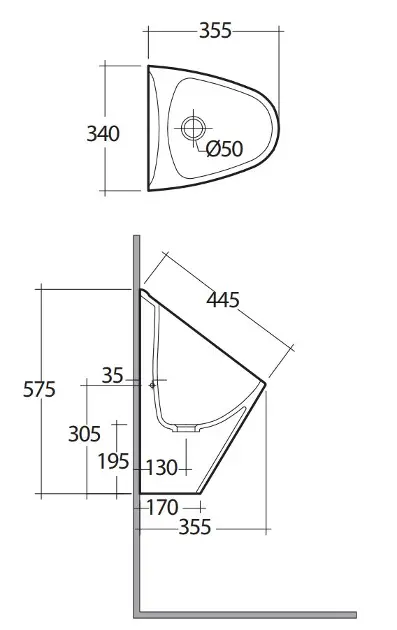 Kludi - Ivo - Piszoár - 29UB0143 – 2. kép