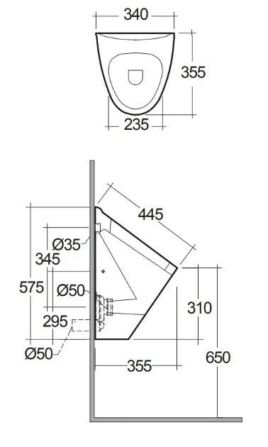 Kludi - Ivo - Piszoár - 29UB0243 – 2. kép