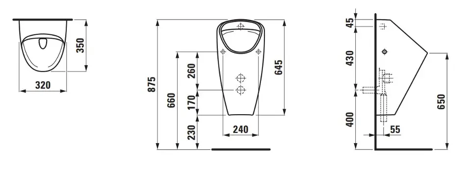 Laufen - Caprino - Piszoár - H8410610000001 – 2. kép
