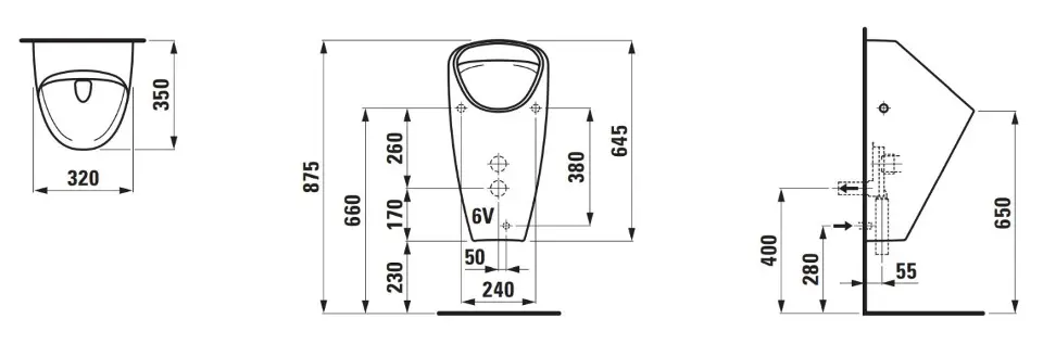 Laufen - Caprino - Piszoár - H8410664004011 – 2. kép