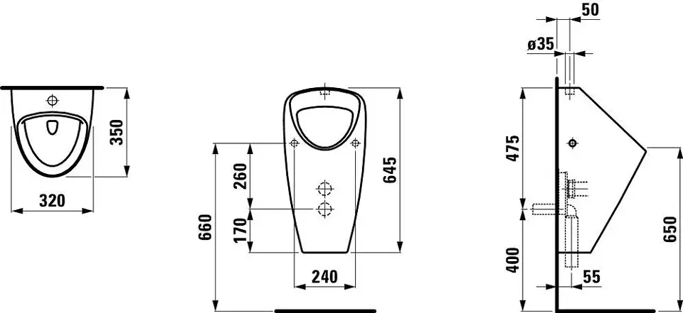 Laufen - Caprino - Piszoár - H8420620000001 – 2. kép