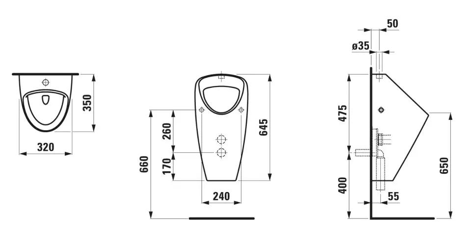 Laufen - Caprino - Piszoár - H8420620004001 – 2. kép