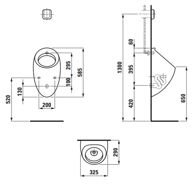 Laufen - Il Bagno Alessi One - Piszoár - H8409754000001 – 2. kép