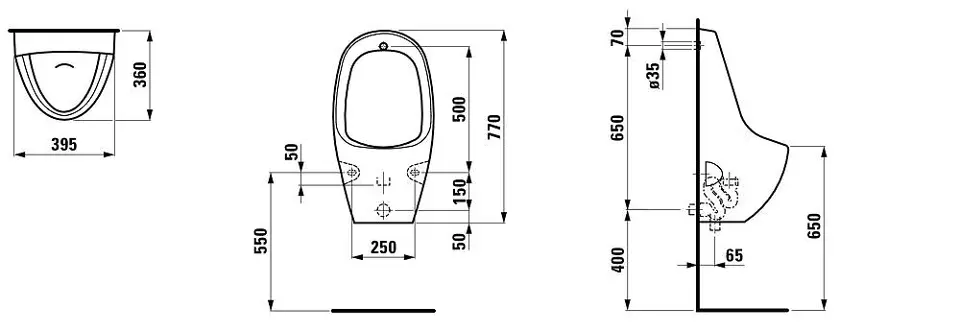 Laufen - Tamaro - Piszoár - H8400900000001 – 2. kép