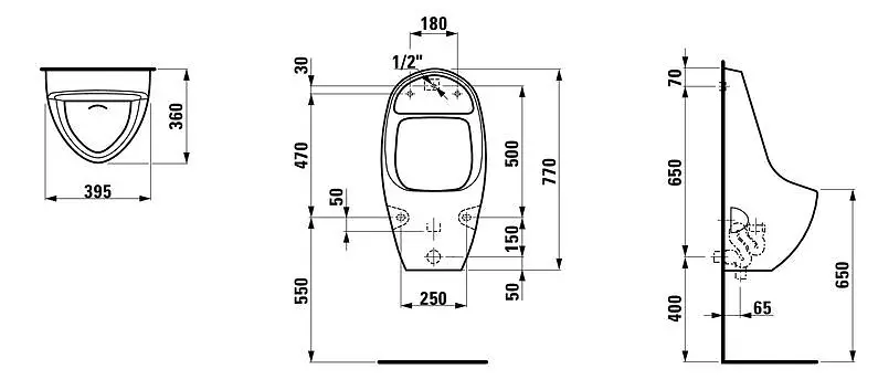 Laufen - Tamaro - Piszoár - H8401040000001 – 2. kép