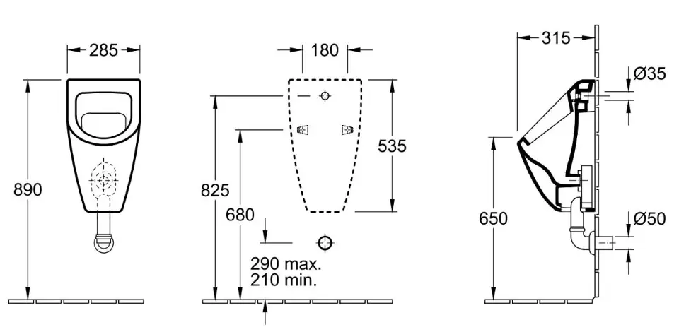 Villeroy & Boch - Subway 2.0 - Piszoár - 75130101 – 2. kép