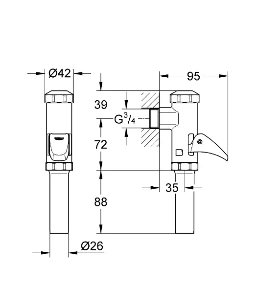Grohe - Start - Öblítőszelep és öblítőrendszer - 37401000 – 2. kép