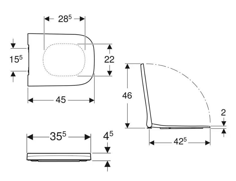 Geberit - Smyle Square - WC-ülőke - 500.238.01.1 – 2. kép