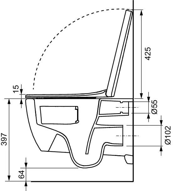 TECEloft szett, Cyclon öblítésű WC-kerámiával és klasszikus, magasított kialakítású WC-ülőkével – 4. kép