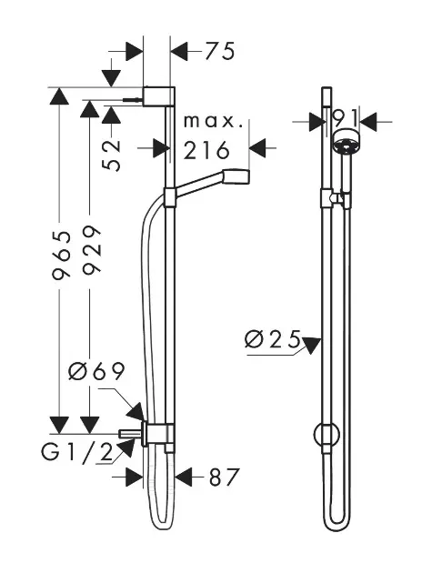 Axor - One - Kézi zuhanyfej - 48791700 – 2. kép