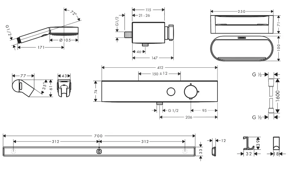 Hansgrohe - WallStoris - Kézi zuhanyfej - 24250670 – 2. kép