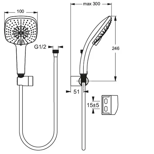 Ideal Standard - Idealrain Cube - Kézi zuhanyfej - B0020AA – 2. kép
