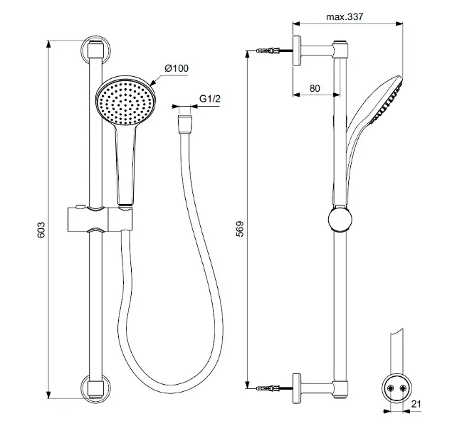 Ideal Standard - Idealrain - Kézi zuhanyfej - BD142XG – 2. kép