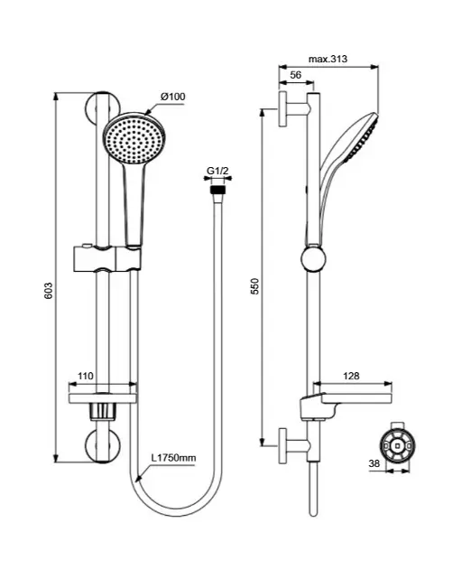 Ideal Standard - Idealrain - Kézi zuhanyfej - BD912AA – 2. kép