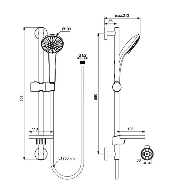 Ideal Standard - Idealrain - Kézi zuhanyfej - BD915AA – 2. kép