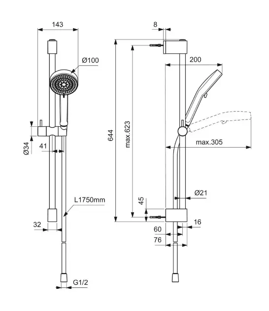 Ideal Standard - Idealrain - Kézi zuhanyfej - BE233AA – 2. kép
