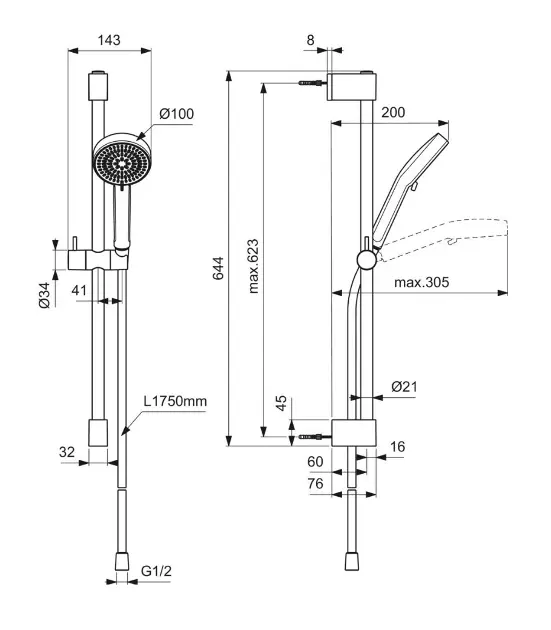 Ideal Standard - Idealrain - Kézi zuhanyfej - BE235AA – 2. kép