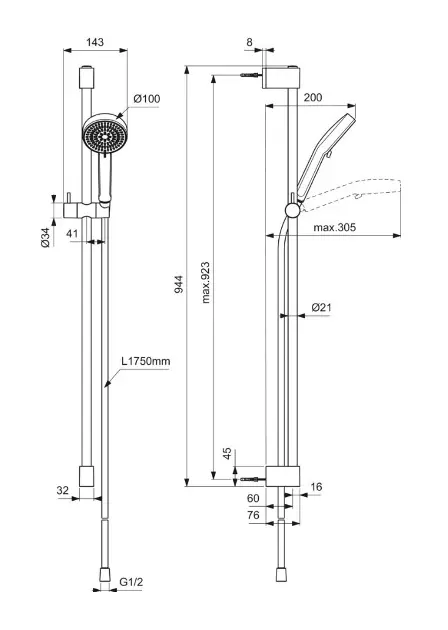Ideal Standard - Idealrain - Kézi zuhanyfej - BE236AA – 2. kép