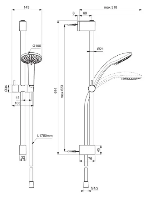 Ideal Standard - Idealrain - Kézi zuhanyfej - BE405AA – 2. kép