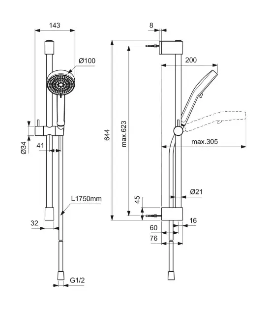 Ideal Standard - Idealrain - Kézi zuhanyfej - BE413AA – 2. kép