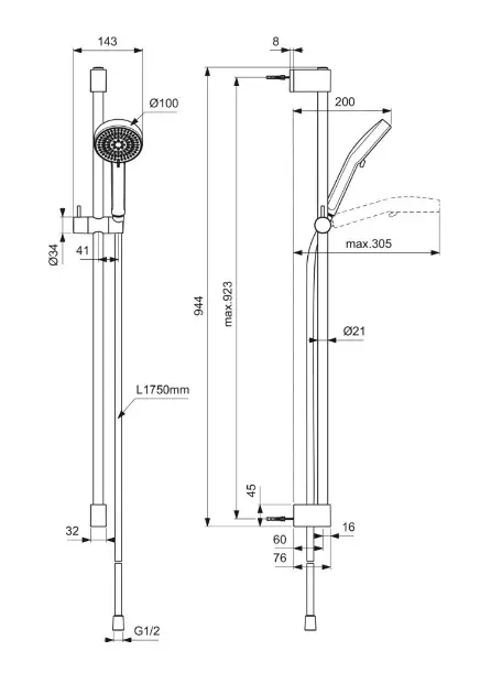 Ideal Standard - Idealrain - Kézi zuhanyfej - BE418AA – 2. kép