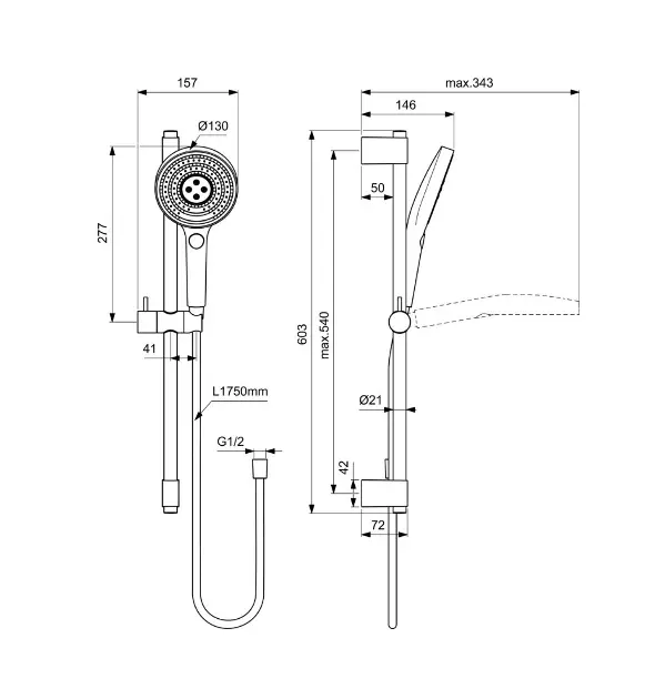 Ideal Standard - Idealrain Solos - Kézi zuhanyfej - A7897A2 – 2. kép