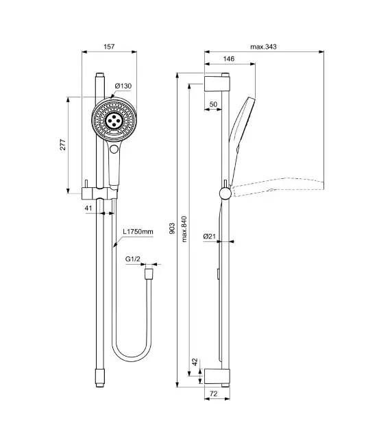 Ideal Standard - Idealrain Solos - Kézi zuhanyfej - A7898AA – 2. kép
