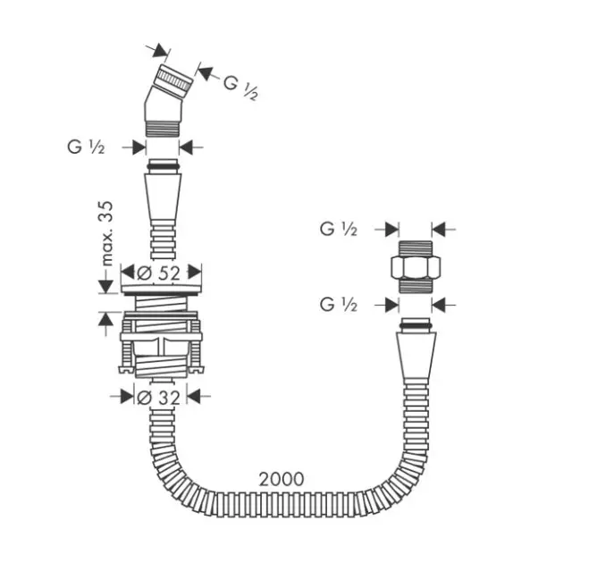 Hansgrohe - Bathtub rim fittings - Tömlőátvezető - 28307000 – 2. kép