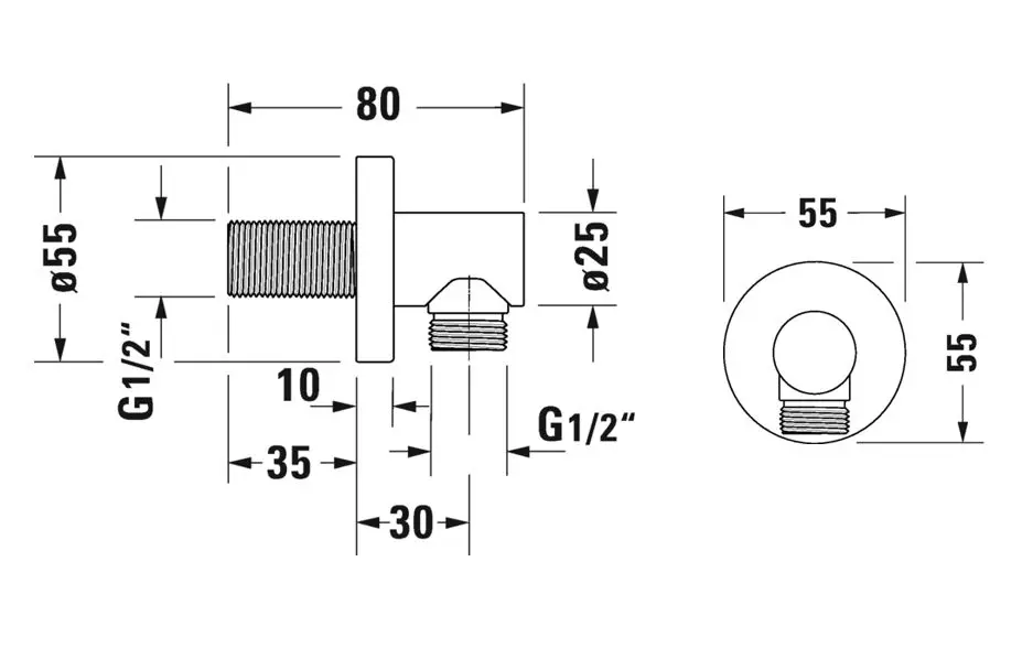 Duravit - Equipment and accessories - Zuhany kifolyó könyök - UV0630008010 – 2. kép