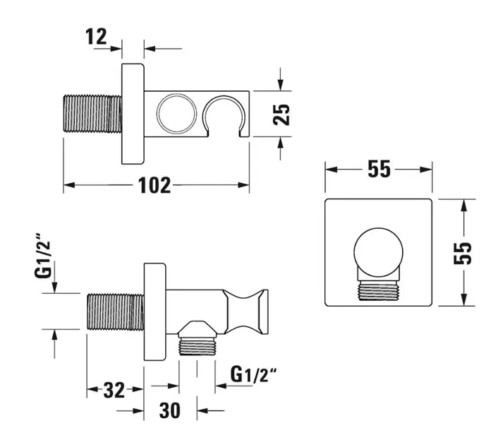 Duravit - Equipment and accessories - Zuhany kifolyó könyök - UV0630010046 – 2. kép