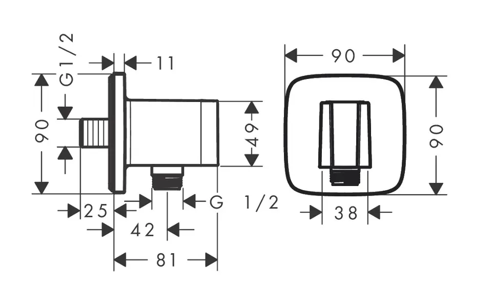 Hansgrohe - Fixfit - Zuhany kifolyó könyök - 26887000 – 2. kép