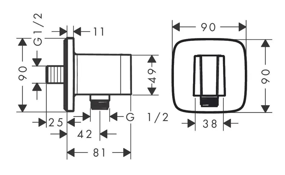 Hansgrohe - Fixfit - Zuhany kifolyó könyök - 26887990 – 2. kép