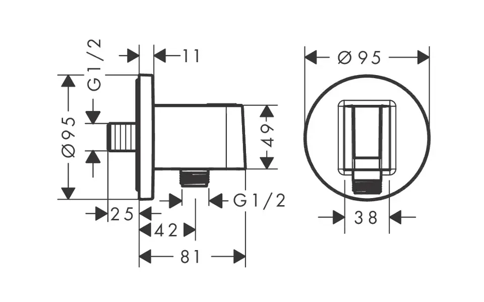 Hansgrohe - Fixfit - Zuhany kifolyó könyök - 26888000 – 2. kép