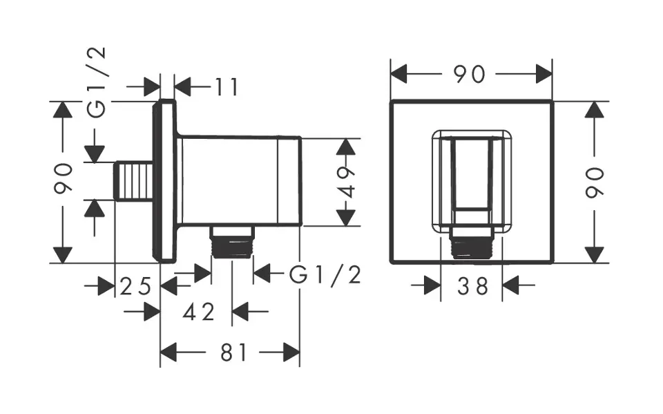 Hansgrohe - Fixfit - Zuhany kifolyó könyök - 26889670 – 2. kép