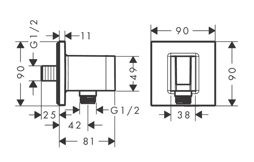 Hansgrohe - Fixfit - Zuhany kifolyó könyök - 26889990 – 2. kép
