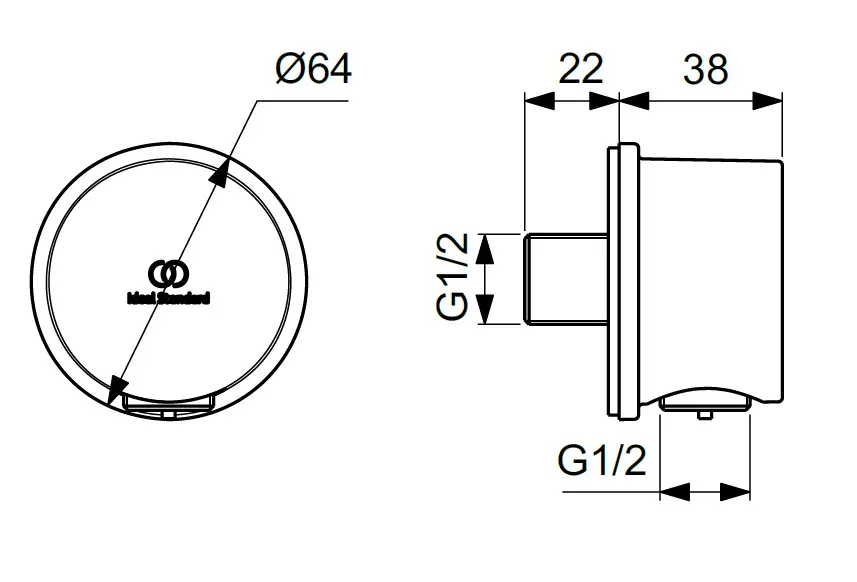 Ideal Standard - Idealrain - Zuhany kifolyó könyök - BC808RO – 2. kép