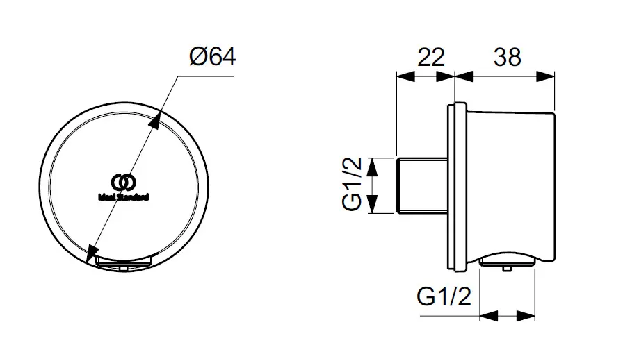 Ideal Standard - Idealrain - Zuhany kifolyó könyök - BC808XG – 2. kép