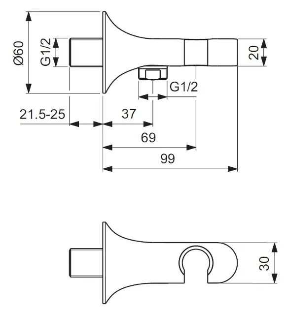 Ideal Standard - La Dolce Vita - Zuhany kifolyó könyök - BD682A2 – 2. kép