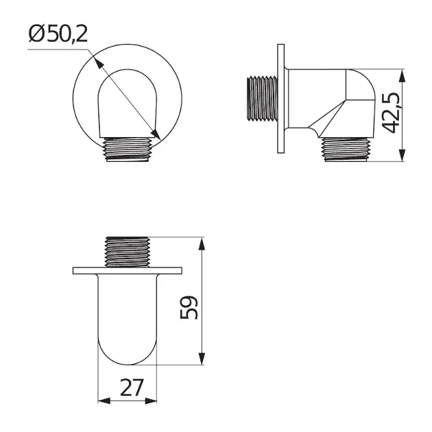 Jika - Rio - Zuhany kifolyó könyök - H3631R00041501 – 2. kép