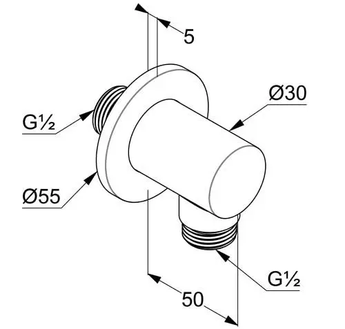 Kludi - A-Qa - Zuhany kifolyó könyök - 6554739-00 – 2. kép