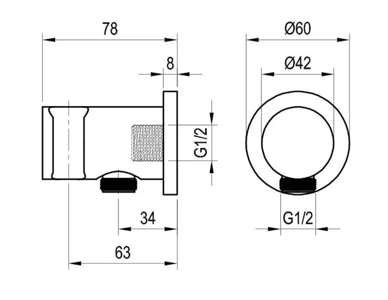 Ravak - Chrome - Zuhany kifolyó könyök - X07P206 – 2. kép