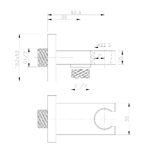 Sapho - Showers - Zuhany kifolyó könyök - AQ591GB – 2. kép