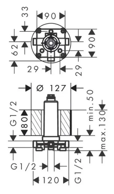 Axor - Concealed bodies - Zuhanyfej beépítő test - 26434180 – 2. kép