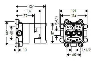 Axor - Concealed bodies - Zuhanyfej beépítő test - 35361180 – 2. kép
